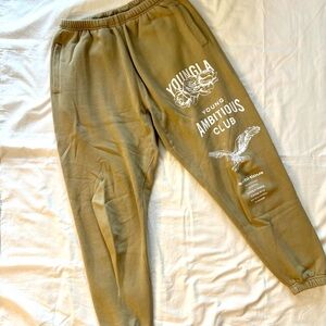 YoungLA 233 Tan Immortal Joggers “Young Ambitious Club.”